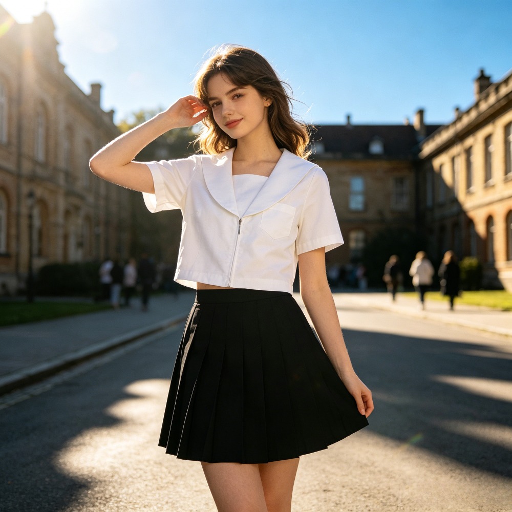Cosplay Anime Basic - Biała marynarska koszula w stylu JK,