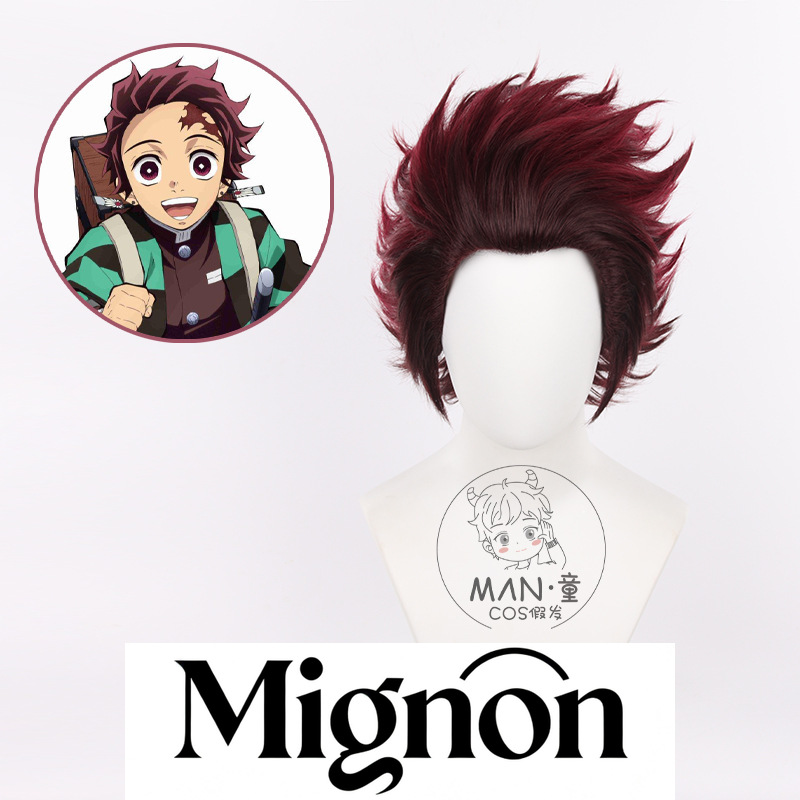 Anime Cosplay Tanjiro - Peruka Cosplay Demon Slayer Tanjiro Kamado