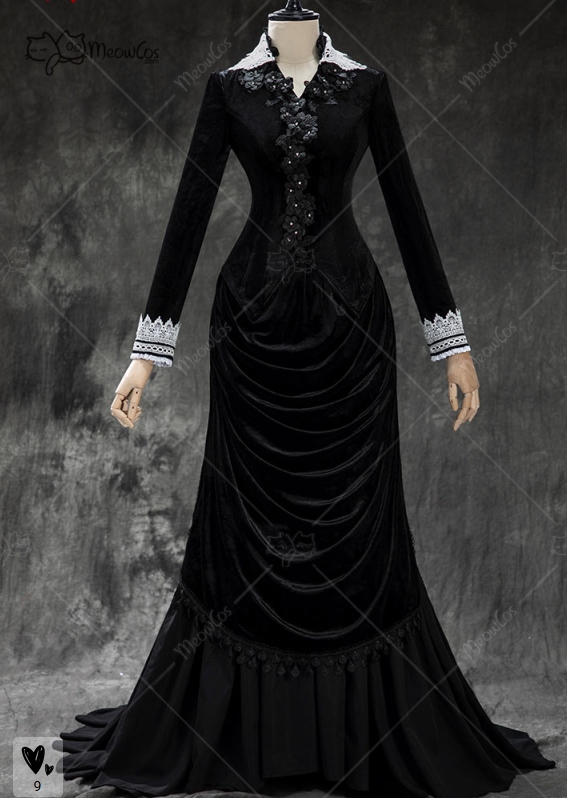 Anime Cosplay Com - MEOWCOS Damski Gotycki Czarny Vintage Aksamitny