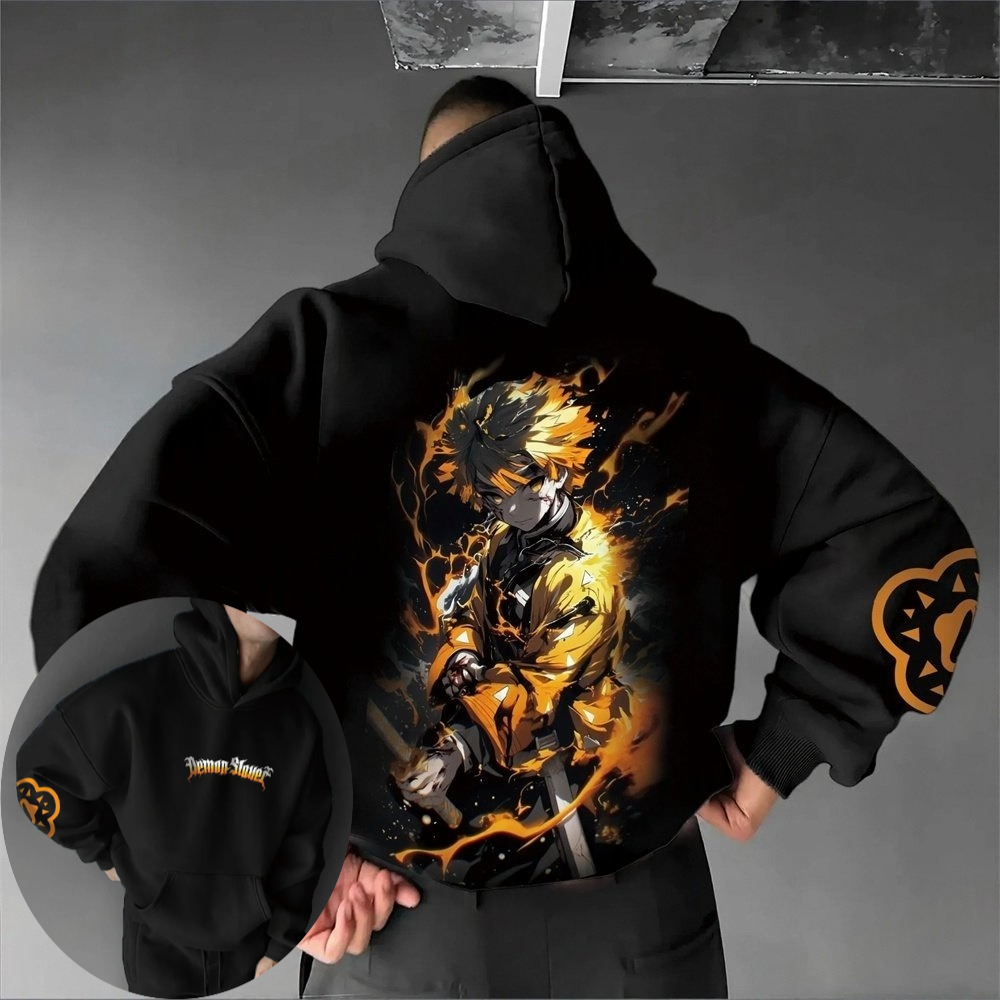 Cosplay Anime Zenitsu - Męska bluza z kapturem Demon Slayer