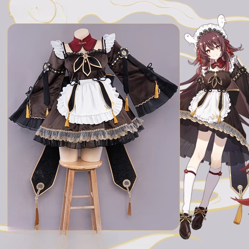 Anime Cosplay Maid - Gra Genshin Impact Hu Tao Strój