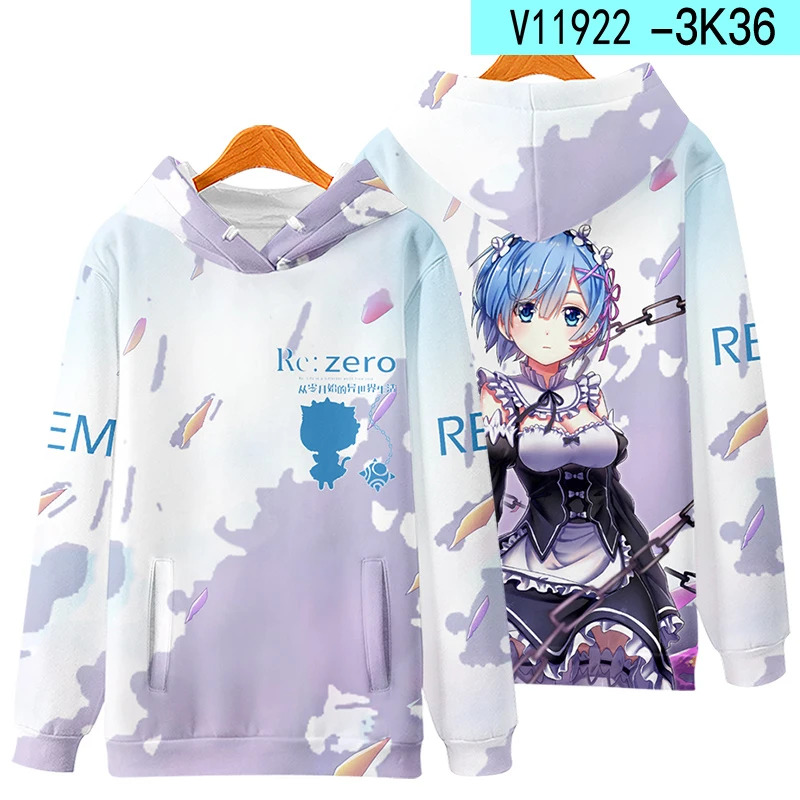 Cosplay Anime Basic - Bluza z kapturem 3D Re:Zero Cosplay