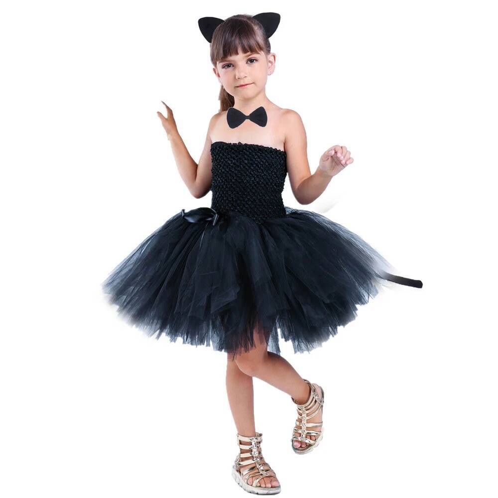 Anime Cosplay Toddler - Urocza czarna sukienka tutu dla niemowląt,