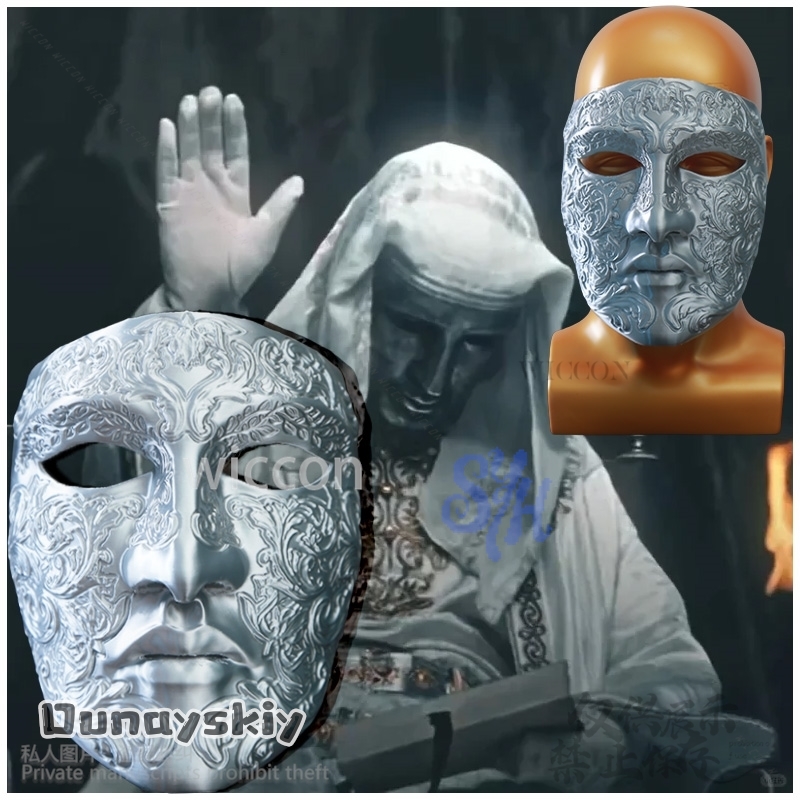 Anime Cosplay Face - Maska 3D z kwasu poliłactu, srebrna,