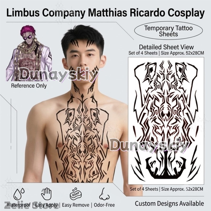 Naklejki tatuaże Limbus Compan – Anime Cosplay Face recenzja i cena